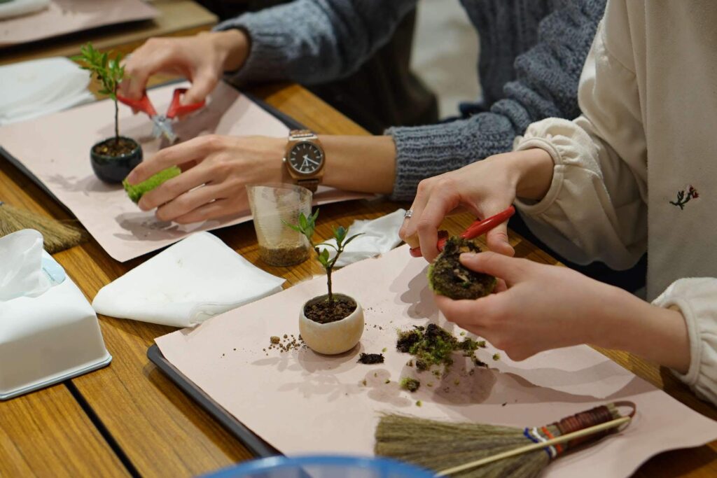 ミニ盆栽の植え込みワークショップ